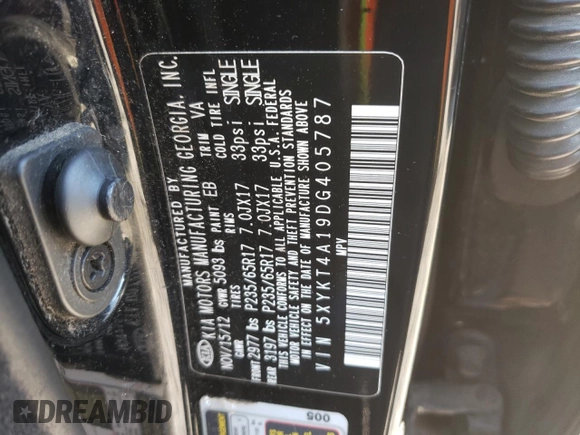 2013 Kia Sorento LX with VIN 5XYKT4A19DG405787, listed as a Copart auction lot 61982935 with 197,897 mi miles and Clean title. Bid and sale history available at DreamBid. Image 13.