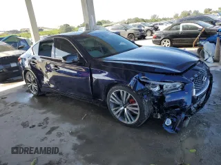 2021 Infiniti Q50 Sensory with VIN JN1EV7CP0MM703236, listed as a Copart auction lot 41563465 with 70,474 mi miles and Salvage Title. Bid and sale history available at DreamBid. Image 4.