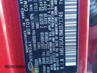 2021 Hyundai Tucson Ultimate with VIN KM8J3CAL8MU371746, listed as a Copart auction lot 45215515 with 43,713 mi miles and Salvage title. Bid and sale history available at DreamBid. Image 13.