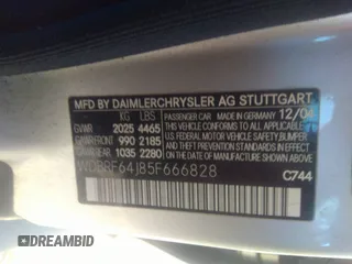 2005 Mercedes-Benz C 320 с VIN WDBRF64J85F666828, выставлен на аукционе IAAI как лот 41214432 с пробегом 269 425 миль миль и . История ставок и продаж доступна на DreamBid. Изображение 9.
