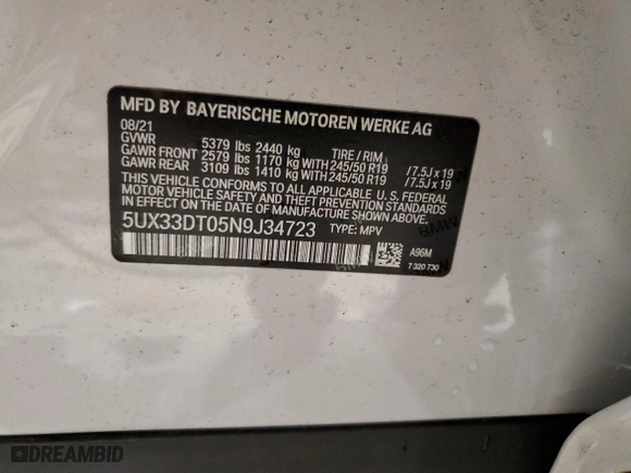 2022 BMW X4 xDrive30i with VIN 5UX33DT05N9J34723, listed as a Copart auction lot 85291284 with 22,894 mi miles and Clean Title. Bid and sale history available at carsss.com. Image 13.