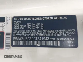 2012 MINI Hardtop with VIN WMWSU3C59CT541943, listed as a IAAI auction lot 42107901 with 139,230 mi miles and . Bid and sale history available at DreamBid. Image 9.