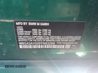 2023 BMW M3 Competition xDrive with VIN WBS43AY0XPFN93269, listed as a Copart auction lot 48684515 with 38,186 mi miles and Salvage Title. Bid and sale history available at carsss.com. Image 12.