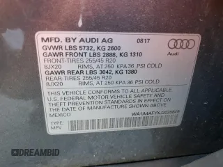 2018 Audi SQ5 Premium Plus with VIN WA1A4AFYXJ2035849, listed as a Copart auction lot 69741983 with 53,505 mi miles and . Bid and sale history available at DreamBid. Image 13.