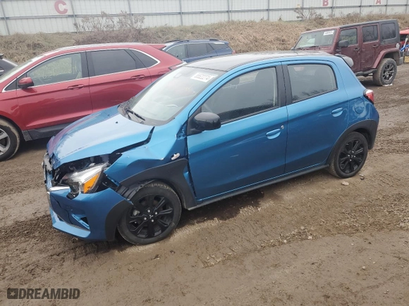 2024 Mitsubishi Mirage Black Edition with VIN ML32AWHJ6RH003220, listed as a Copart auction lot 85522274 with 12806 miles and Salvage Title. Bid and sale history available at carsss.com. Image 1.