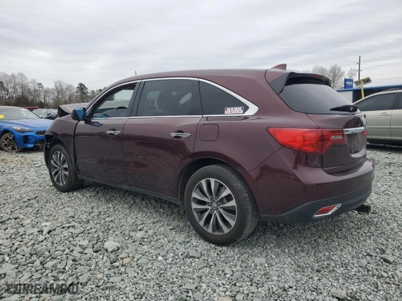 2015 Acura MDX Tech Pkg with VIN 5FRYD3H44FB011334, listed as a Copart auction lot 41802155 with 0 mi miles and Salvage Title. Bid and sale history available at carsss.com. Image 2.