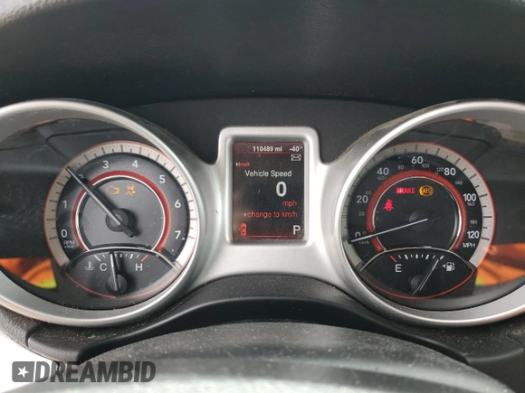 2015 Dodge Journey SXT with VIN 3C4PDCBG9FT690910, listed as a Copart auction lot 48195875 with 110,489 mi miles and Salvage Title. Bid and sale history available at DreamBid. Image 9.