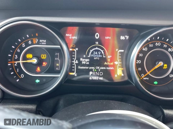 2020 Jeep Wrangler Unlimited Willys with VIN 1C4HJXDG7LW186671, listed as a Copart auction lot 54090865 with 67,882 mi miles and Salvage title. Bid and sale history available at DreamBid. Image 9.