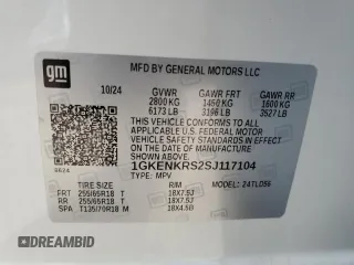 2025 GMC Acadia FWD Elevation z VIN 1GKENKRS2SJ117104, wystawiony jako Copart lot #56534325 z przebiegiem 6 025 mil mil oraz Szkoda całkowita • Salvage title. Historia ofert i sprzedaży dostępna na DreamBid. Obrazek 13.