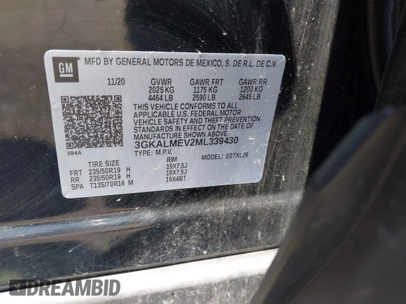 2021 GMC Terrain SLE with VIN 3GKALMEV2ML339430, listed as a IAAI auction lot 42328073 with 63,918 mi miles and . Bid and sale history available at DreamBid. Image 9.