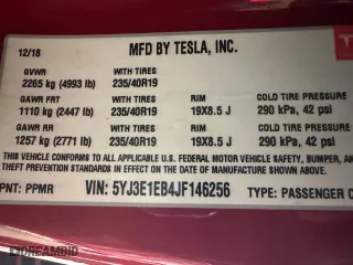 2018 Tesla Model 3 Long Range Battery with VIN 5YJ3E1EB4JF146256, listed as a Copart auction lot 46920765 with 152,837 mi miles and Clean Title. Bid and sale history available at carsss.com. Image 10.