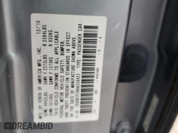 2017 Acura TLX with VIN 19UUB1F38HA008423, listed as a Copart auction lot 52849515 with 136,263 mi miles and Salvage title. Bid and sale history available at DreamBid. Image 12.