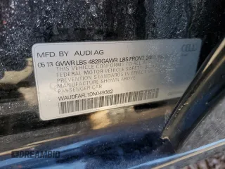 2013 Audi A4 Premium с VIN WAUDFAFL1DN049382, выставлен на аукционе Copart как лот 46164035 с пробегом 82 352 миль миль и Списание • Salvage title. История ставок и продаж доступна на DreamBid. Изображение 12.