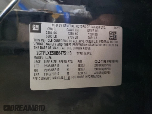 2011 GMC Terrain SLT-2 with VIN 2CTFLXE50B6475113, listed as a Copart auction lot 41882665 with 149,137 mi miles and Salvage Title. Bid and sale history available at carsss.com. Image 12.