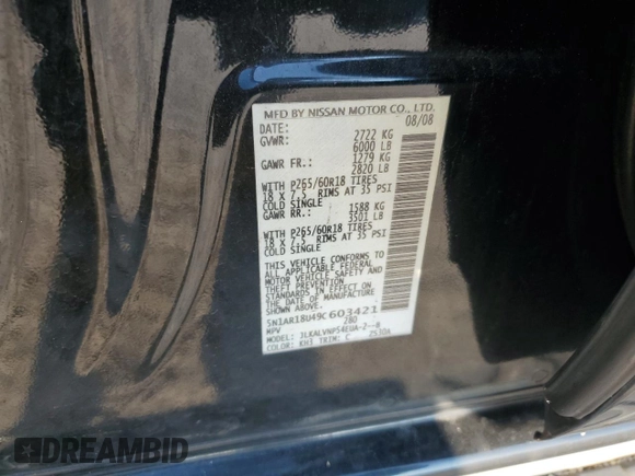 2009 Nissan Pathfinder LE with VIN 5N1AR18U49C603421, listed as a Copart auction lot 74876284 with 202,319 mi miles and Salvage Title. Bid and sale history available at carsss.com. Image 16.
