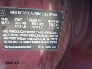 2019 Buick Regal Preferred with VIN W04GL6SX5K1004863, listed as a Copart auction lot 53769475 with 115,349 mi miles and Salvage title. Bid and sale history available at DreamBid. Image 13.