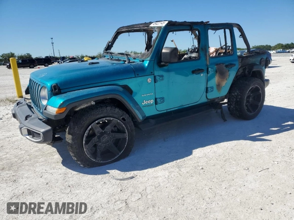 2020 Jeep Wrangler Unlimited Sahara with VIN 1C4HJXEN7LW232934, listed as a Copart auction lot 49422145 with 0 mi miles and Non Repairable. Bid and sale history available at carsss.com. Image 1.