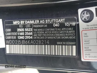 2019 Mercedes-Benz CLS with VIN WDD2J5JB6KA028214, listed as a Copart auction lot 74441954 with 0 mi miles and Salvage Title. Bid and sale history available at carsss.com. Image 13.