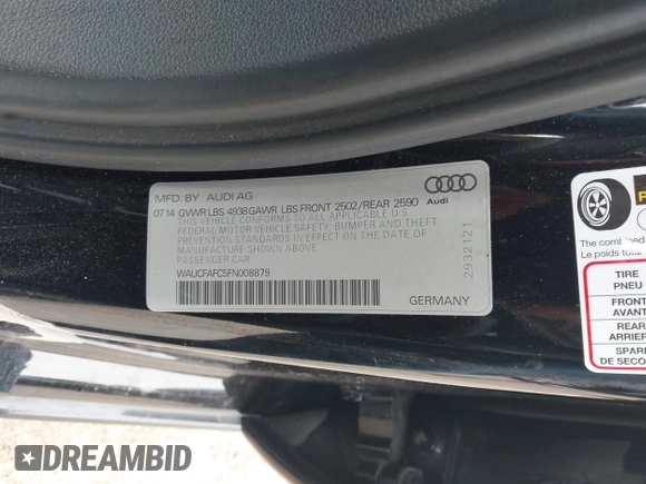 2015 Audi A6 Premium с VIN WAUCFAFC5FN008879, выставлен на аукционе IAAI как лот 42463024 с пробегом 143 932 миль миль и . История ставок и продаж доступна на DreamBid. Изображение 9.