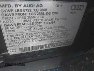 2018 Audi SQ5 Premium Plus z VIN WA1A4AFY0J2236191, wystawiony jako IAAI lot #39742989 z przebiegiem 63 816 mil mil oraz . Historia ofert i sprzedaży dostępna na DreamBid. Obrazek 9.
