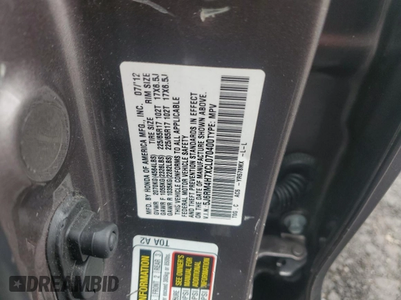 2012 Honda CR-V EX-L with VIN 5J6RM4H7XCL070400, listed as a Copart auction lot 50813225 with 161,291 mi miles and Salvage Title. Bid and sale history available at carsss.com. Image 15.