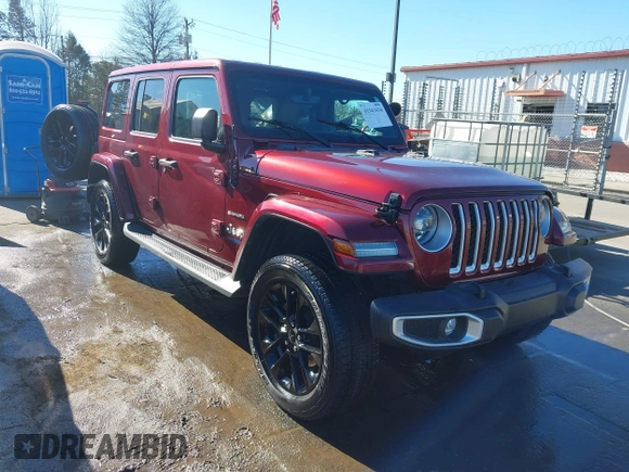 2021 Jeep Wrangler Unlimited Sahara with VIN 1C4JJXP60MW688749, listed as a IAAI auction lot 41341634 with 45,772 mi miles and . Bid and sale history available at DreamBid. Image 1.