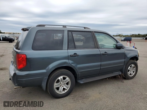 2005 Honda Pilot EX-L z VIN 2HKYF18735H551087, wystawiony jako Copart lot #53953665 z przebiegiem Nie podano mil oraz Szkoda całkowita • Salvage title. Historia ofert i sprzedaży dostępna na DreamBid. Obrazek 3.