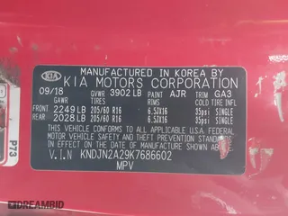 2019 Kia Soul with VIN KNDJN2A29K7686602, listed as a IAAI auction lot 41997066 with 122,125 mi miles. Bid and sale history available at carsss.com. Image 9.