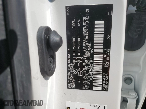 2021 Lexus NX 300 with VIN JTJDARBZ9M5031557, listed as a Copart auction lot 53133975 with 38,453 mi miles and Salvage title. Bid and sale history available at DreamBid. Image 14.