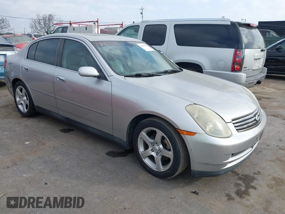 2003 Infiniti G35 w/Leather with VIN JNKCV51E23M300480, listed as a IAAI auction lot 41447349 with 282,507 mi miles. Bid and sale history available at carsss.com. Image 1.