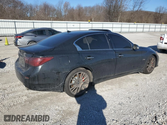 2017 Infiniti Q50 Red Sport 400 with VIN JN1FV7APXHM850287, listed as a Copart auction lot 47185255 with 72,703 mi miles and Salvage title. Bid and sale history available at DreamBid. Image 3.