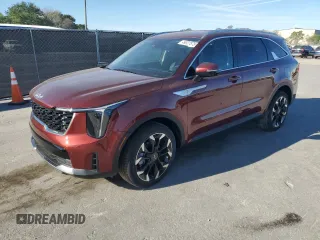 2025 Kia Sorento EX z VIN 5XYRH4JF0SG318580, wystawiony jako Copart lot #49927575 z przebiegiem 8 mil mil oraz Szkoda całkowita • Salvage title. Historia ofert i sprzedaży dostępna na DreamBid. Obrazek 1.