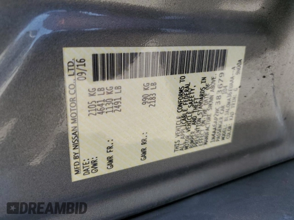 2017 Nissan Maxima S with VIN 1N4AA6AP2HC383679, listed as a Copart auction lot 49908905 with 64,302 mi miles and Salvage title. Bid and sale history available at DreamBid. Image 15.
