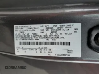 2023 Ford F-250 XL с VIN 1FT8W2BT9PED14487, выставлен на аукционе Copart как лот 56484535 с пробегом Не указан миль и Списание • Salvage title. История ставок и продаж доступна на DreamBid. Изображение 13.