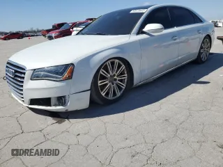 2014 Audi A8 4.0T with VIN WAUR2AFD9EN004542, listed as a Copart auction lot 50818845 with 75,908 mi miles and Salvage Title. Bid and sale history available at DreamBid. Image 1.