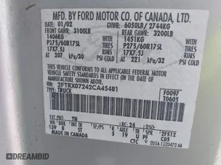 2002 Ford F-150 XL with VIN 2FTRX07242CA45481, listed as a IAAI auction lot 42097689 with 1 mi miles. Bid and sale history available at carsss.com. Image 9.