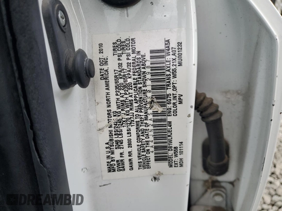 2011 Mitsubishi Endeavor LS z VIN 4A4JN2AS0BE012987, wystawiony jako Copart lot #43513375 z przebiegiem 181 386 mil mil oraz Szkoda całkowita • Salvage title. Historia ofert i sprzedaży dostępna na DreamBid. Obrazek 12.