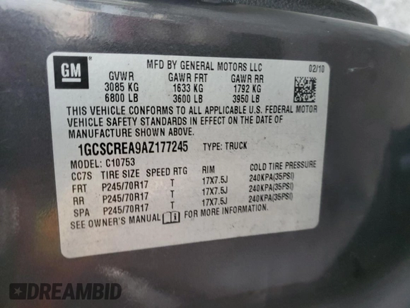 2010 Chevrolet Silverado 1500 LS with VIN 1GCSCREA9AZ177245, listed as a Copart auction lot 87244714 with 268,973 mi miles and Salvage Title. Bid and sale history available at carsss.com. Image 12.