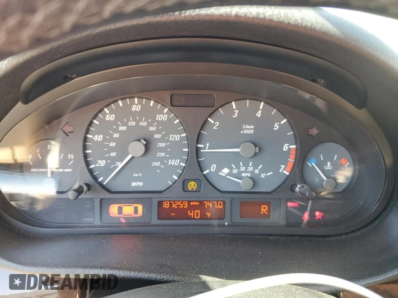 2001 BMW 3 Series 325Ci with VIN WBABN33401JW56413, listed as a Copart auction lot 73610734 with 187,259 mi miles and Salvage Title. Bid and sale history available at carsss.com. Image 9.