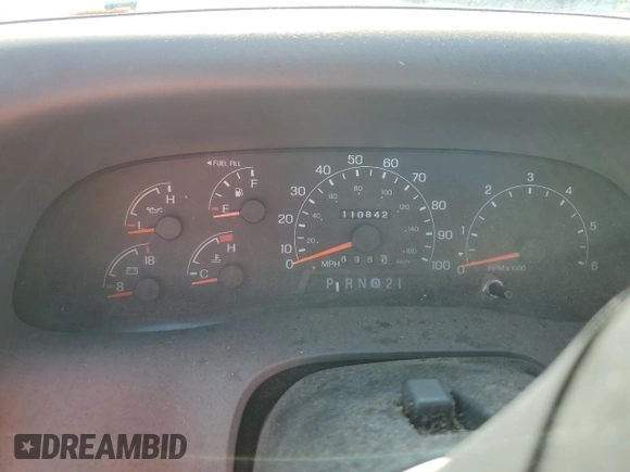 2001 Ford F-250 XL with VIN 1FTNF21L11EC49565, listed as a Copart auction lot 57776185 with 110,842 mi miles and Salvage title. Bid and sale history available at DreamBid. Image 9.