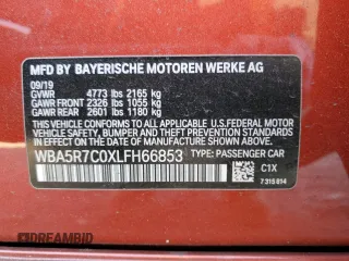 2020 BMW 3 Series 330i xDrive with VIN WBA5R7C0XLFH66853, listed as a Copart auction lot 68100822 with 19,005 mi miles. Bid and sale history available at carsss.com. Image 14.