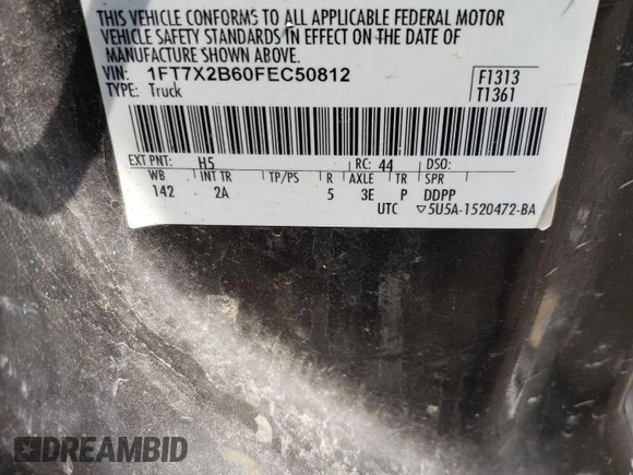 2015 Ford F-250 XLT z VIN 1FT7X2B60FEC50812, wystawiony jako Copart lot #62493675 z przebiegiem 159 058 mil mil oraz Szkoda całkowita • Salvage title. Historia ofert i sprzedaży dostępna na DreamBid. Obrazek 12.