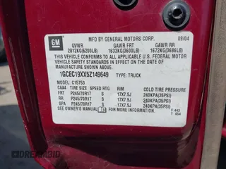 2005 Chevrolet Silverado 1500 Work Truck with VIN 1GCEC19XX5Z149649, listed as a IAAI auction lot 42163894 with 209,131 mi miles. Bid and sale history available at carsss.com. Image 9.