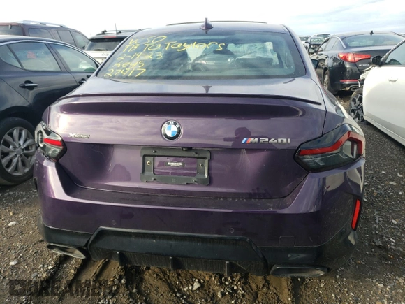 2022 BMW 2 Series M240i xDrive with VIN 3MW53CM08N8C61654, listed as a Copart auction lot 42562323 with 0 mi miles. Bid and sale history available at carsss.com. Image 6.