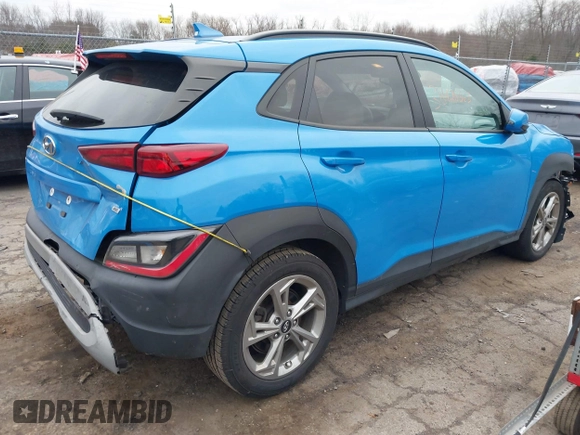 2022 Hyundai Kona SEL with VIN KM8K3CAB1NU762587, listed as a IAAI auction lot 38428363 with 60,115 mi miles and . Bid and sale history available at DreamBid. Image 4.