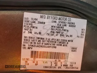 2005 Ford Explorer XLS z VIN 1FMZU62K05UA91098, wystawiony jako Copart lot #42656045 z przebiegiem 205 058 mil mil oraz Czysty tytuł • Clean title. Historia ofert i sprzedaży dostępna na DreamBid. Obrazek 13.
