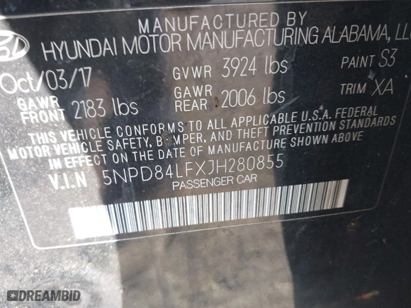 2018 Hyundai Elantra SEL with VIN 5NPD84LFXJH280855, listed as a IAAI auction lot 41042258 with 1 mi miles. Bid and sale history available at carsss.com. Image 9.