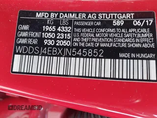 2018 Mercedes-Benz CLA 250 with VIN WDDSJ4EBXJN545852, listed as a IAAI auction lot 41702396 with 84,414 mi miles and . Bid and sale history available at DreamBid. Image 9.