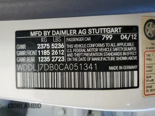 2012 Mercedes-Benz CLS 550 with VIN WDDLJ7DB0CA051341, listed as a Copart auction lot 50419345 with 202,096 mi miles and Non repairable. Bid and sale history available at DreamBid. Image 12.