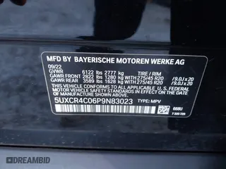 2023 BMW X5 sDrive40i with VIN 5UXCR4C06P9N83023, listed as a IAAI auction lot 41513687 with 42,211 mi miles. Bid and sale history available at carsss.com. Image 9.